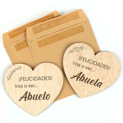 Tarjetas con mensajes en madera